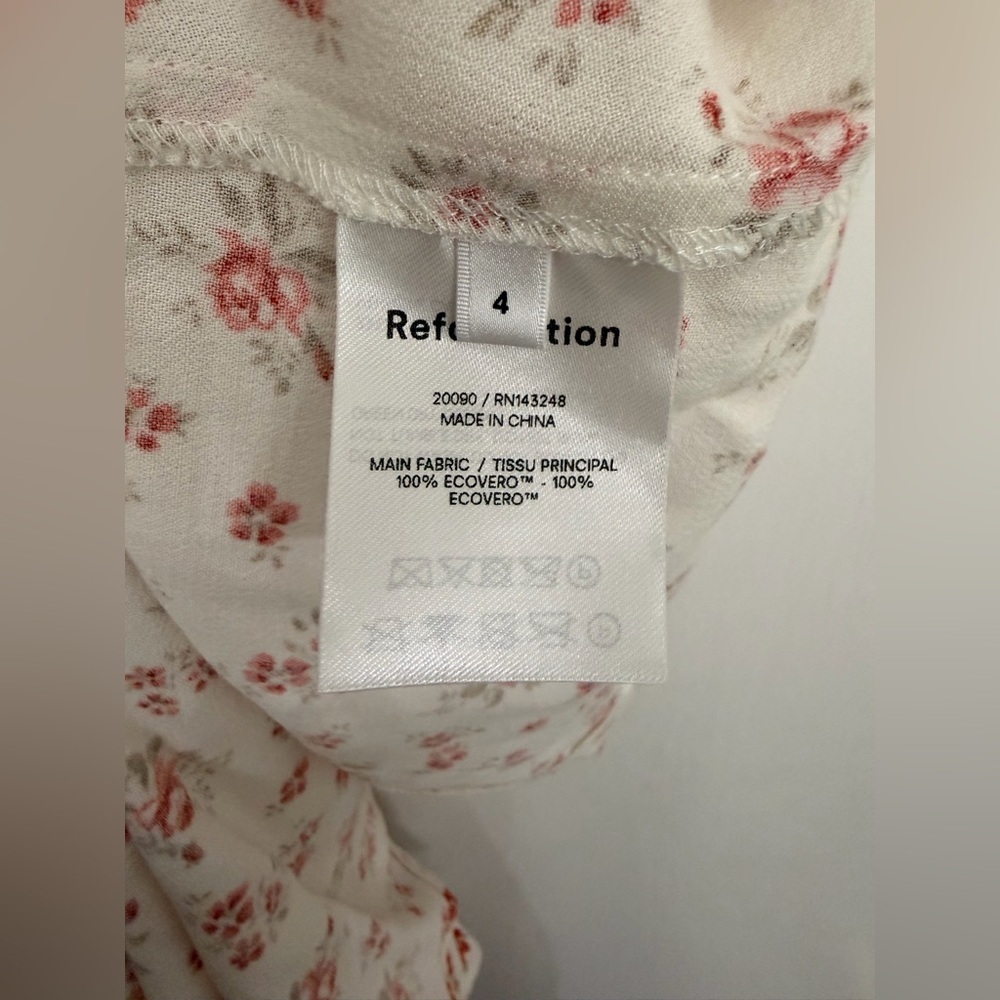 Reformation Bisque Red & White Floral Dress Size 4 - Picture 6 of 8
